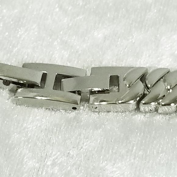 Silvertone rhinestone double clasp 7" bracelet 1.1478 - Picture 10 of 16
